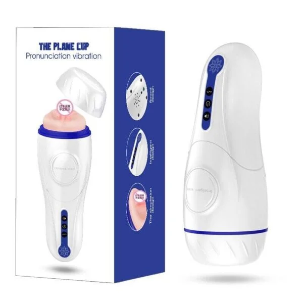 Male Masturbator Heat Up & Moaning Multi Speed Vibration Cup MSBC01