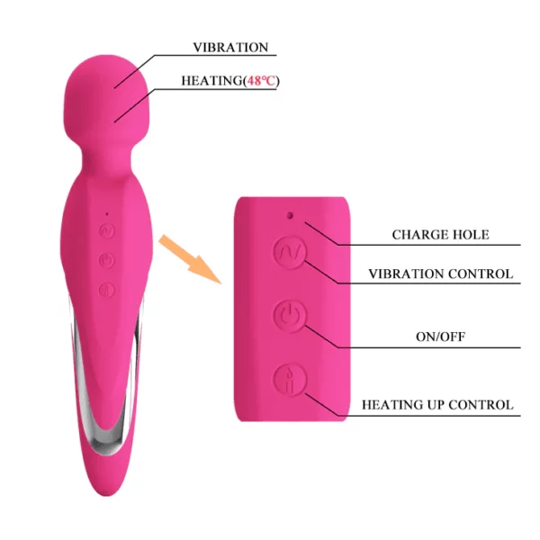 Rechargeable 7 Function Heated Massage Wand Vibrator USK-082