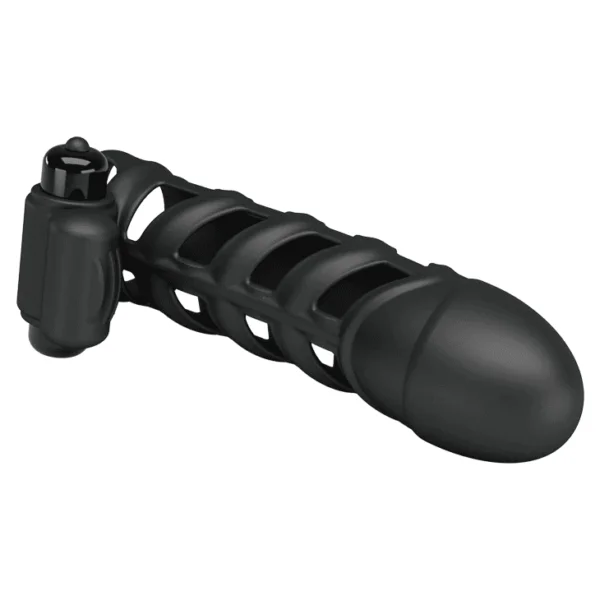 Penis Extension Sleeve with Ball Ring and Vibrating Bullet – 151