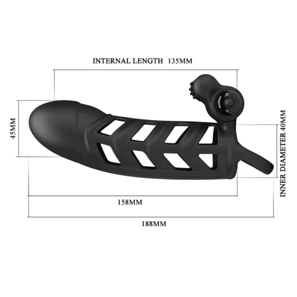Penis Extension Sleeve with Ball Ring and Vibrating Bullet – 151