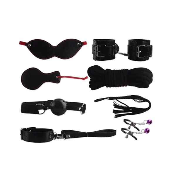 High Quality 8 Pieces Faux Leather Bondage Kit BS0158 - DP158