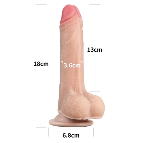 7 inch Sliding Skin Dual Layer Flesh Colour Dildo - 626
