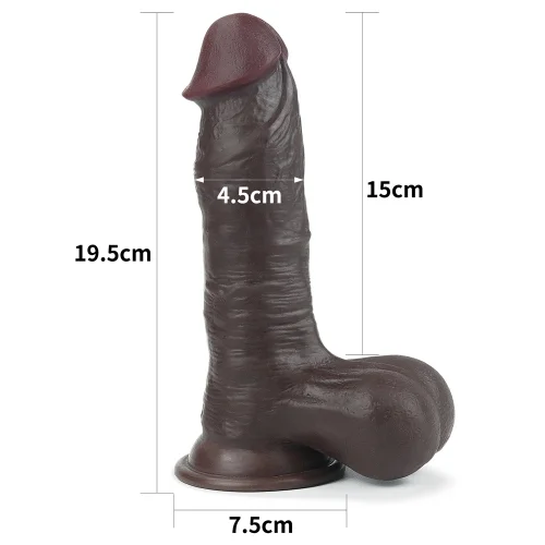 7.8 inch Sliding Skin Dual Layer Brown Colour Dildo - 628