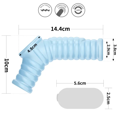 Vibrating Wave Knights Ring with Scrotum Sleeve (Blue) KR1