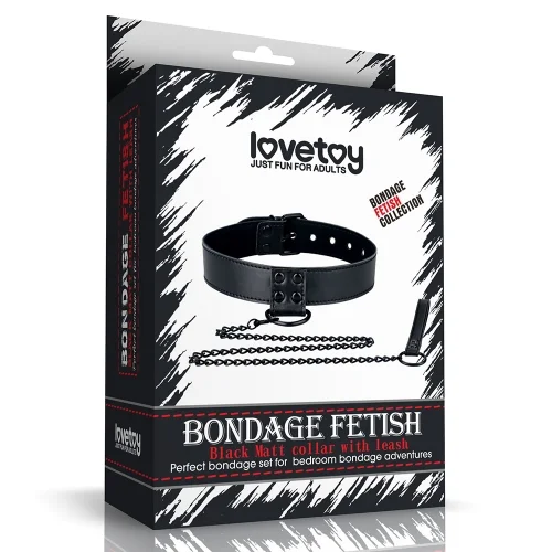 Bondage Fetish Black Matt Collar With Leash LV761