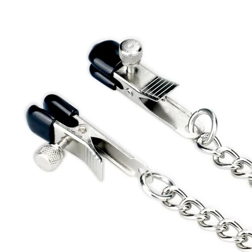 Bondage Fetish Metallic Silver Collar With Nipple Clamp LV762