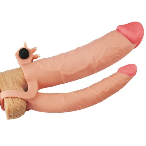 Add 3" Pleasure X Tender Vibrating Double Penis Sleeve PXT3
