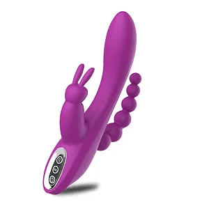 Purple 3 in 1 Rabbit Vibrator with Anal Beads DP349