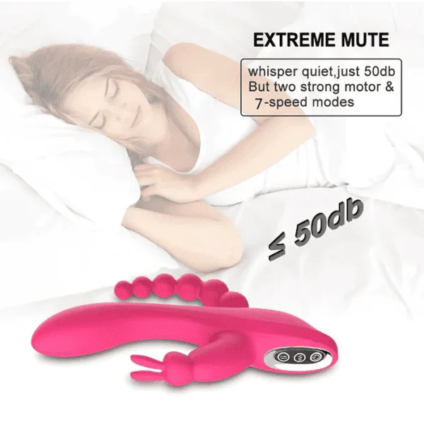 Purple 3 in 1 Rabbit Vibrator with Anal Beads DP349