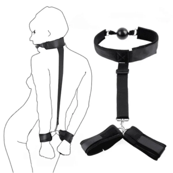 Neck Collar to Wrist Handcuff with Ball Gag Y66209 - DP106