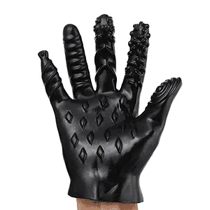Black Textured Masturbation Glove DP131
