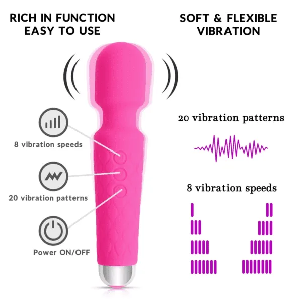 Vibrating Massage Wand Multi Speed USB Rechargeable DP142