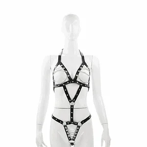 Faux Leather Body Harness with Chains DP468