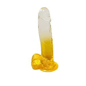Two Tone Suction Cup Realistic Dildo With Balls Yellow DP715 DP720 DP984