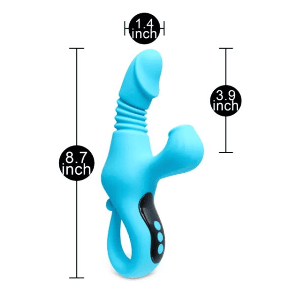 Cyan Colour 9-Speed Silicone Thrusting, Sucking & Heating Vibrator MY-2211